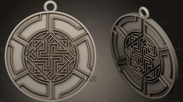 Pendant runes 3 stl model for CNC